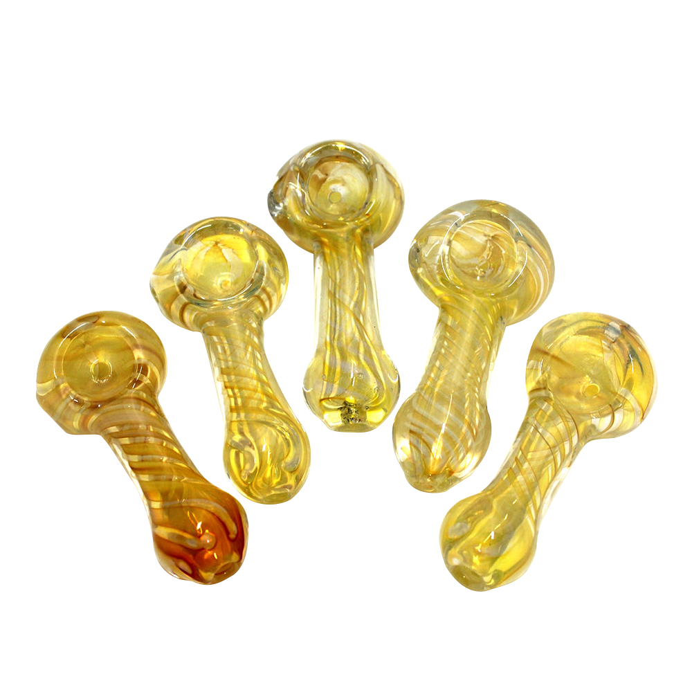 3" Silver Fumed swirl color glass hand pipe