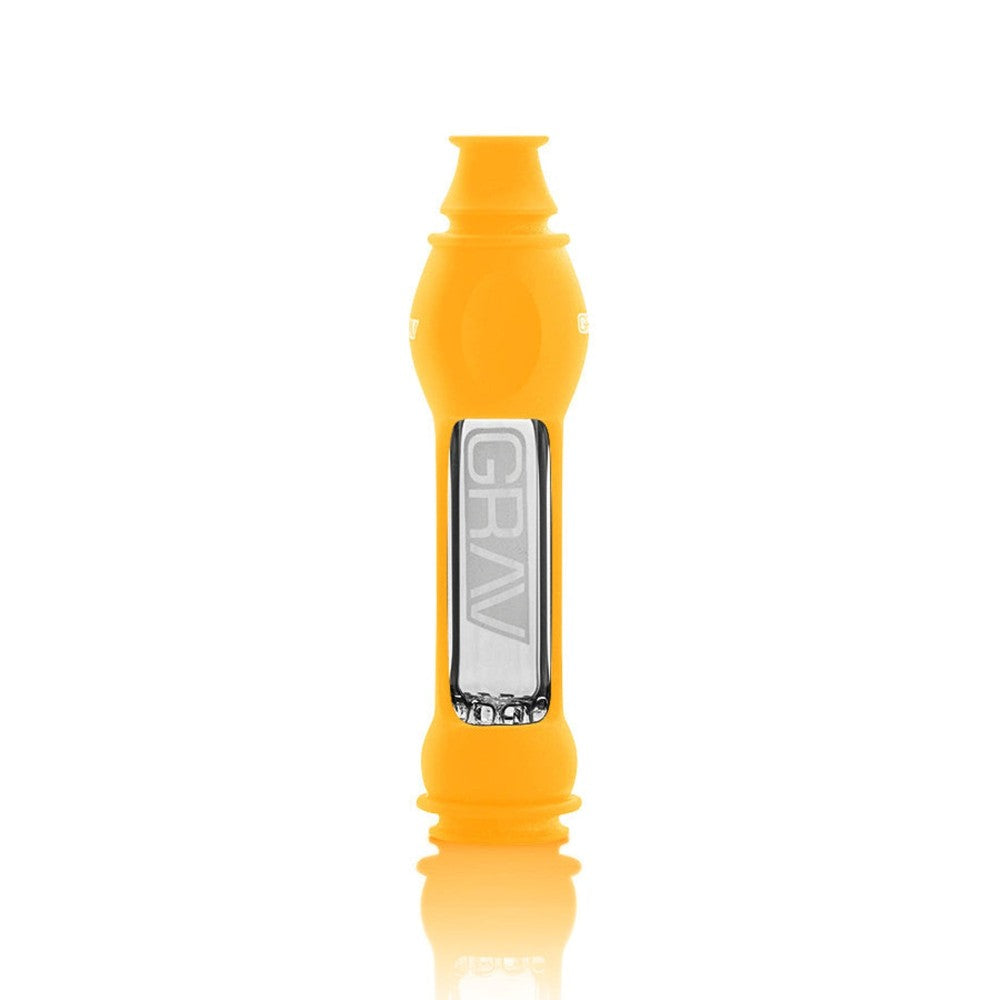 GRAV 4 Inch 16mm Octo-Taster Pipe with Silicone Skin Protective Sleeve Compact Durable Glass Hand Pipe with Portable Design