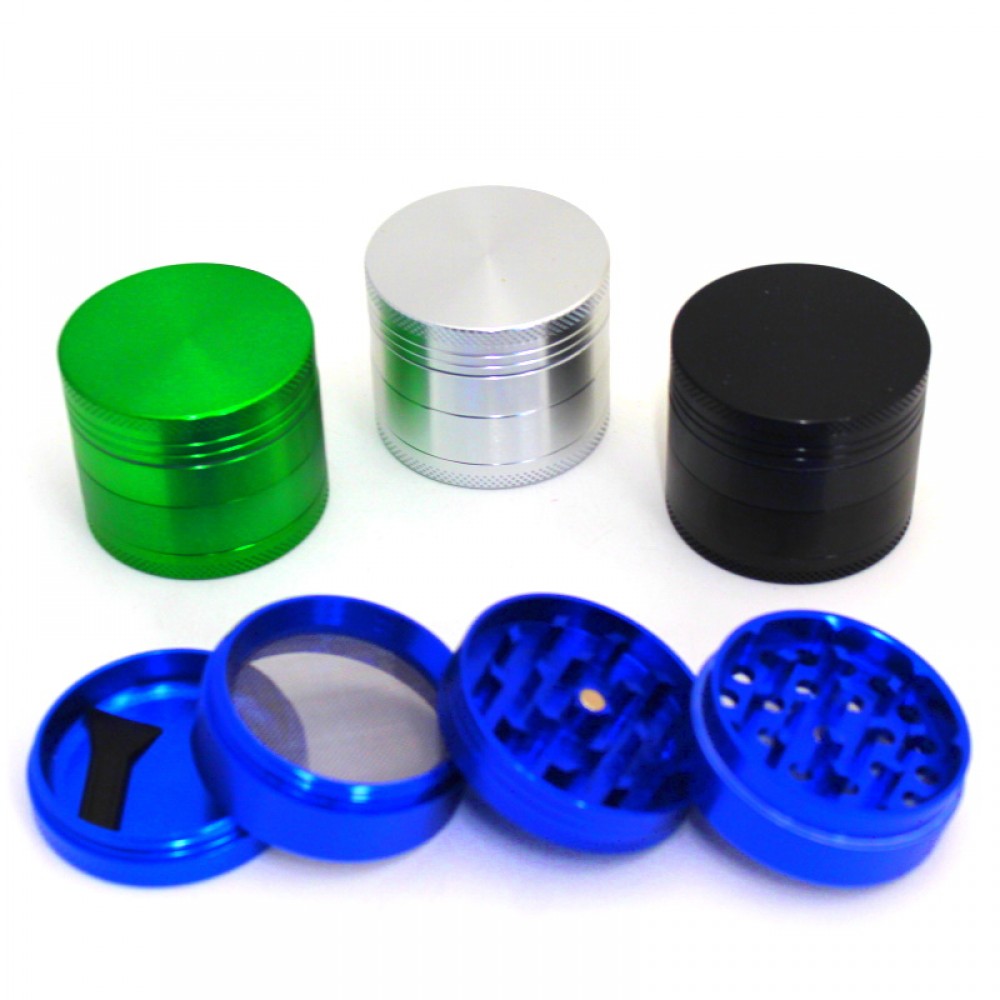 4 Part Assorted Solid Color Grinder 50MM with sharp diamond teeth, magnetic lid, and durable metal body for smooth and efficient grinding performance.