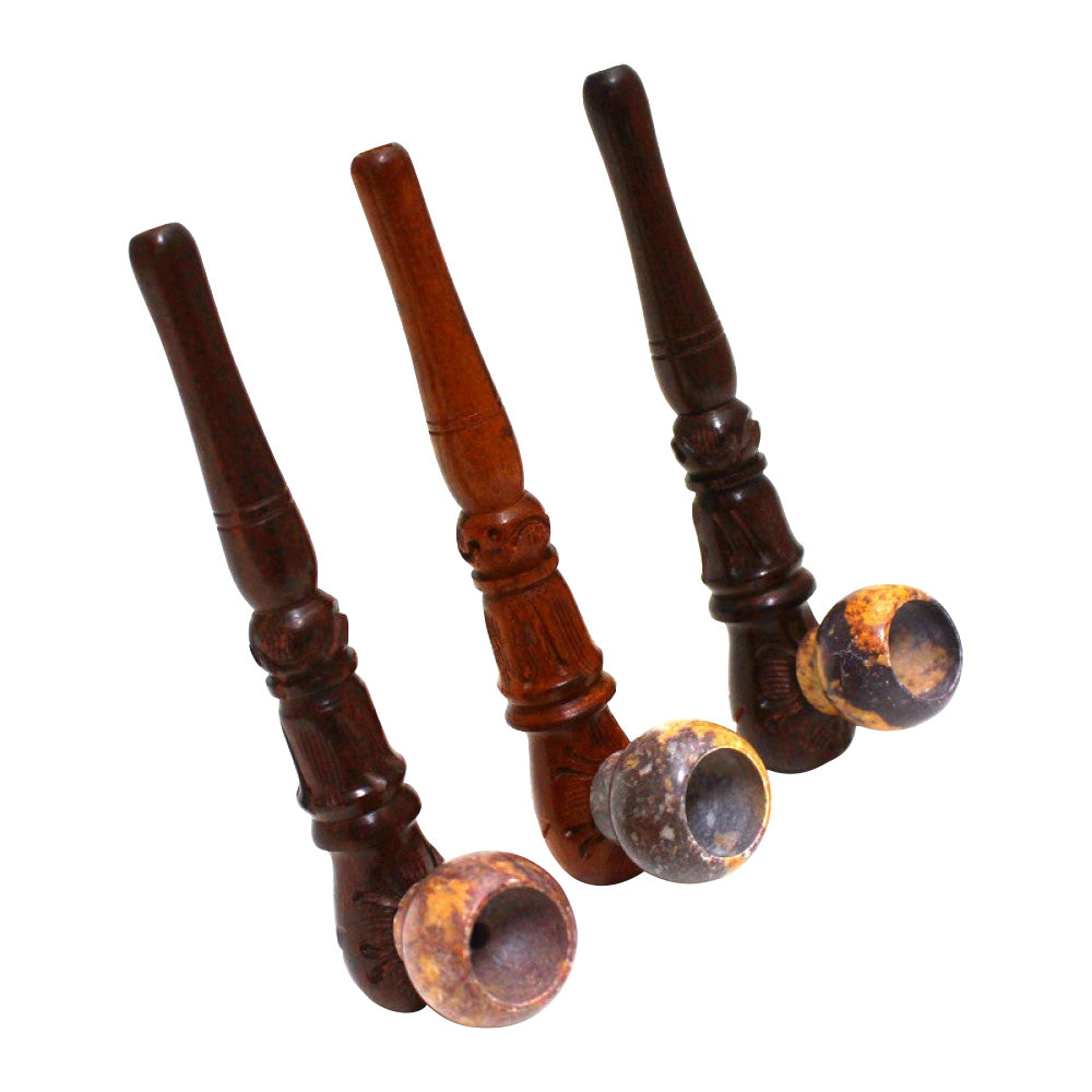 4.5'' 2 Part Standing Wooden Tobacco Hand Pipe