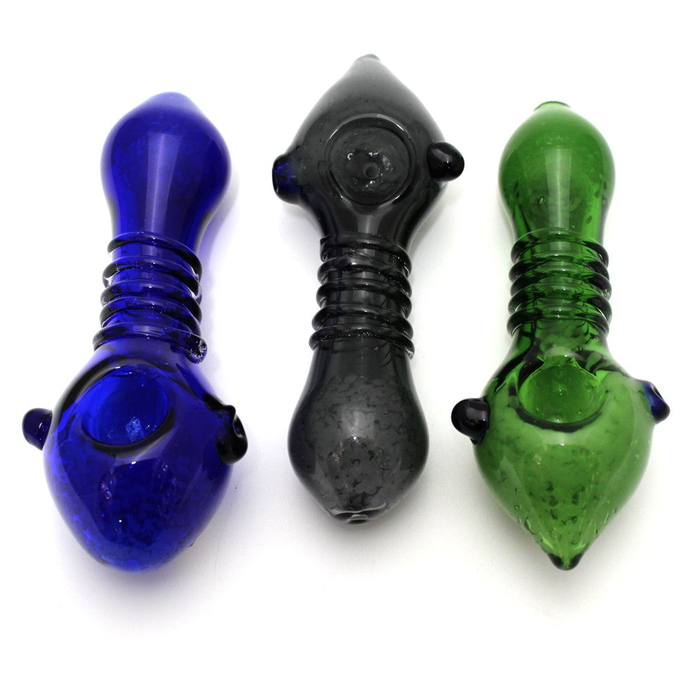 4.5'' Cone Shape Ribbed Design Colorful Heavy Duty Glass Hand Pipe