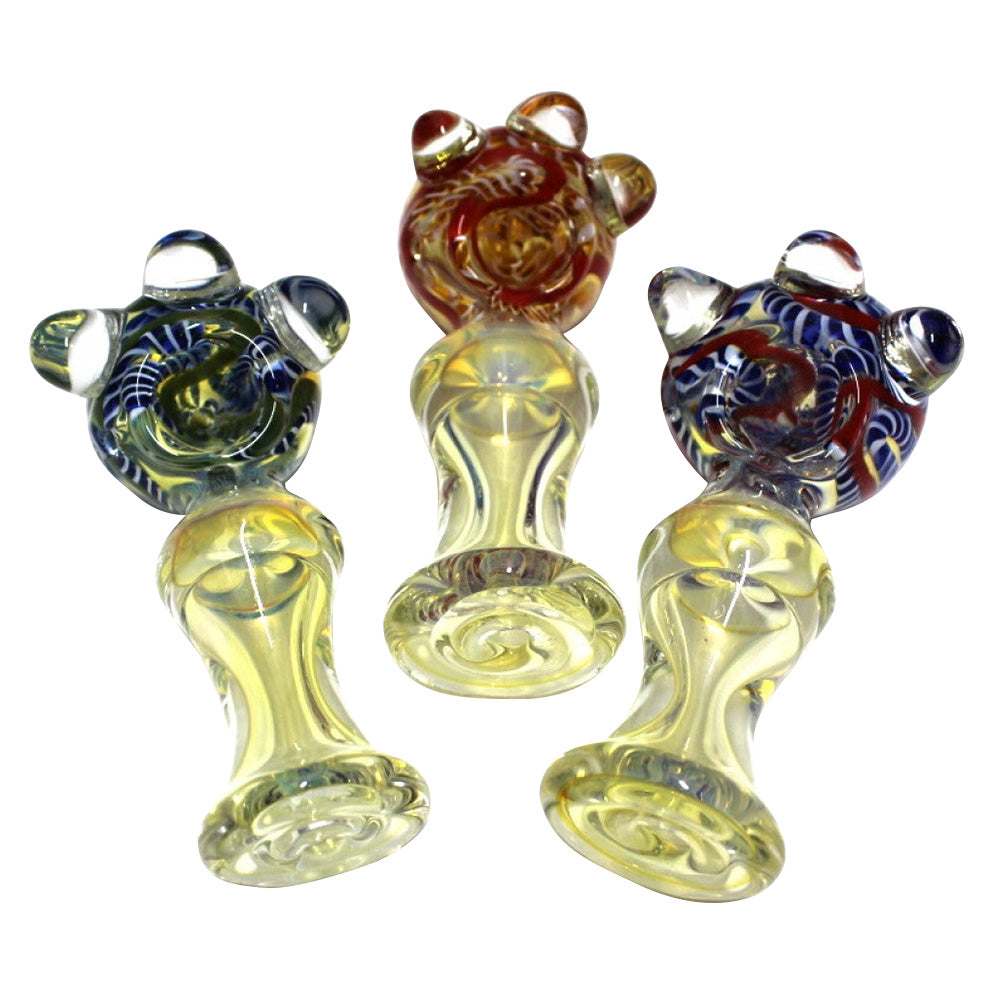 4.5'' Cubed Design Silver Fumed Heavy Duty Glass Hand Pipe