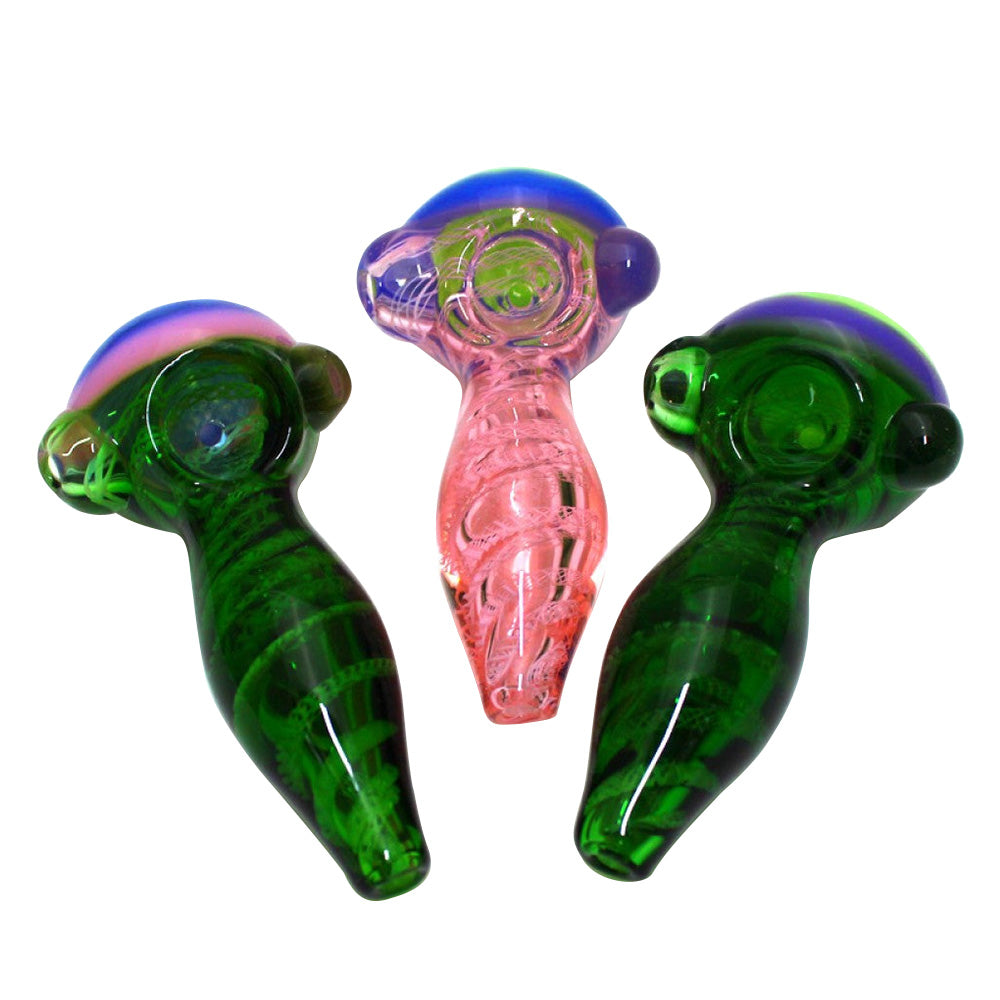4.5" Fancy Color inner Swirl Design Heavy Duty Glass Hand Pipe