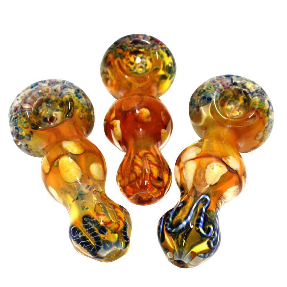 4.5'' Gold Fumed Bubble Design Heavy Duty Glass Hand Pipe