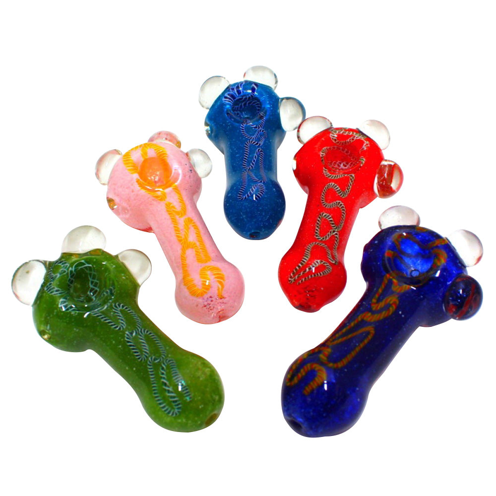 4.5'' Jumbo Size Cubed Color Extra Heavy Duty Glass Hand Pipe