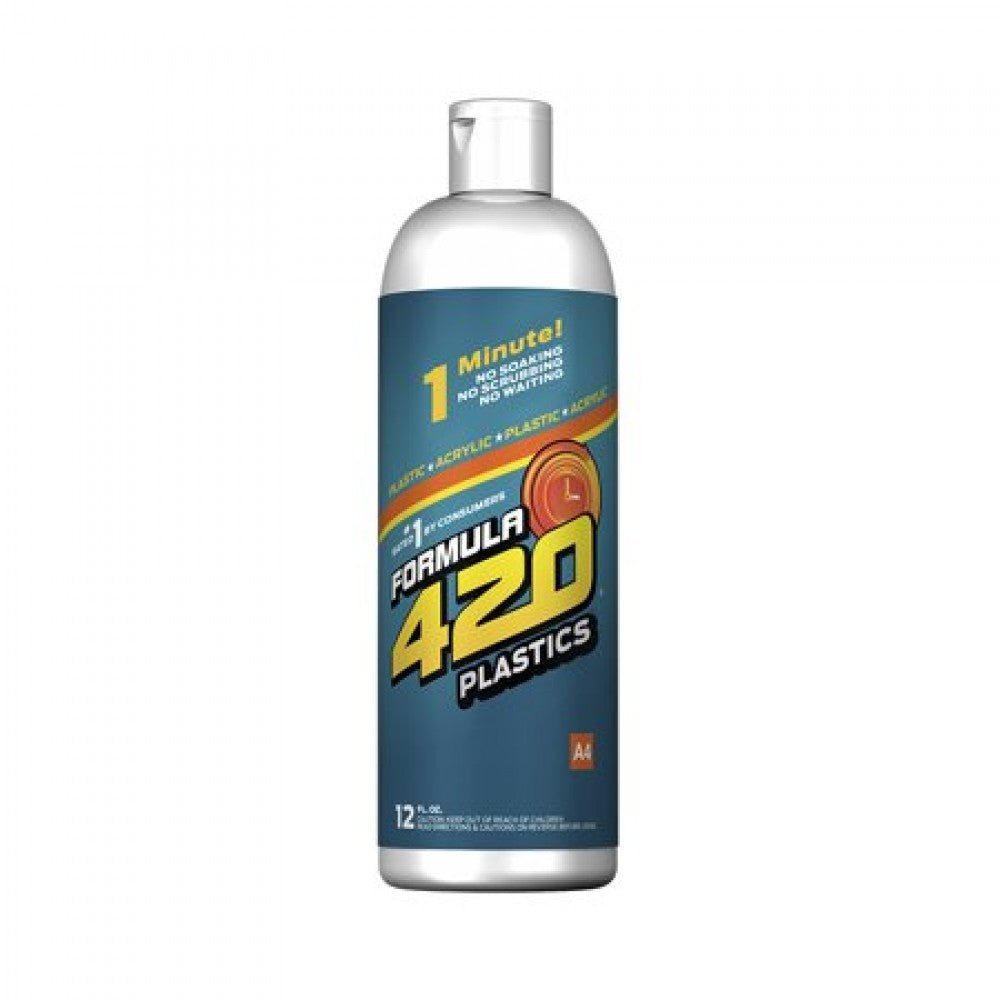 420 Plastic Acrylic Cleaner 12 oz cleaning solution for removing stains resin and buildup from plastic and acrylic surfaces restoring clear appearance.