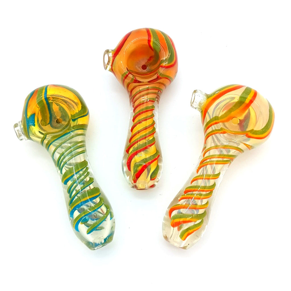 4" Multi Swirl Color Heavy Duty Glass Hand Pipe