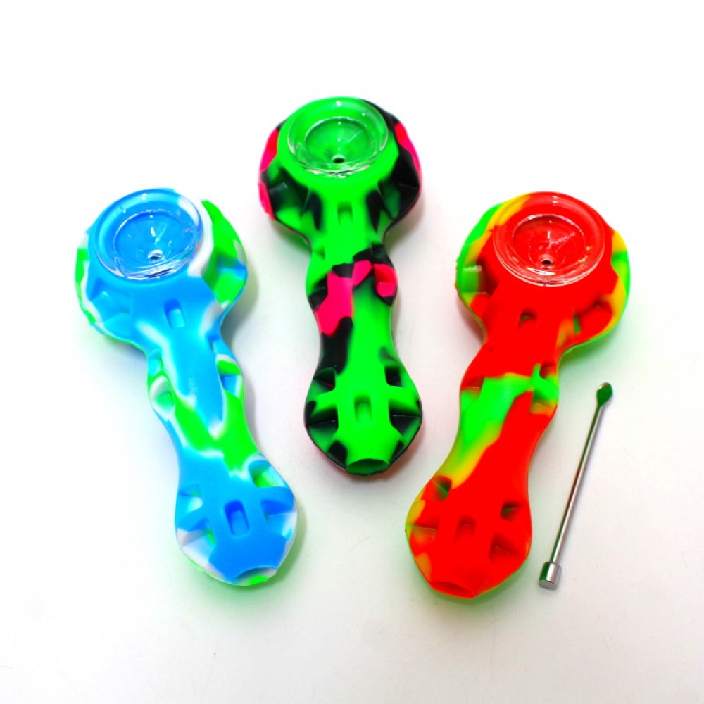 4" Silicon Hand Pipe With Metal Dabber