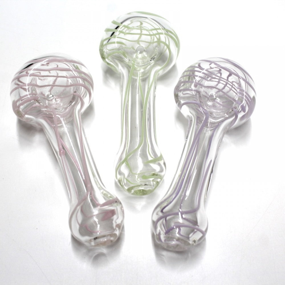 4'' Clear with Line Color Glass Hand Pipe
