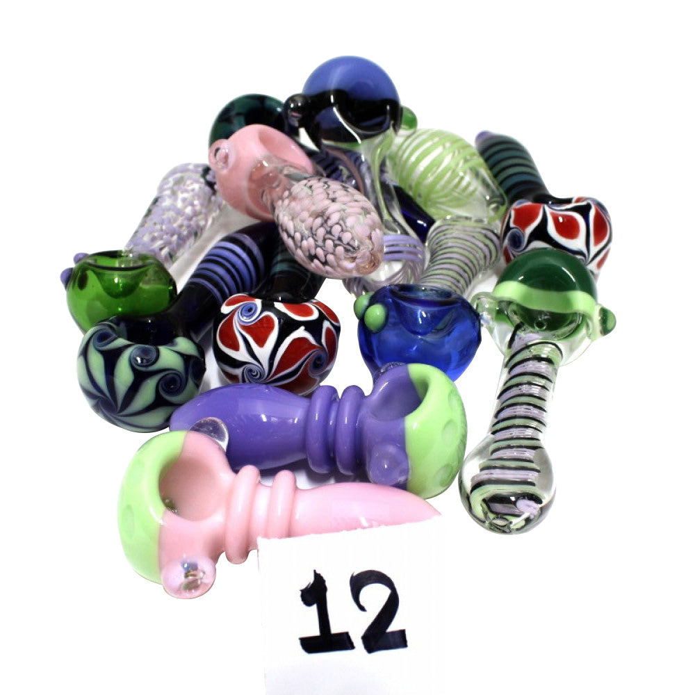 4'' Mixed And Match New Color Heavy Duty Glass Hand Pipe 12 Pcs Per Pack