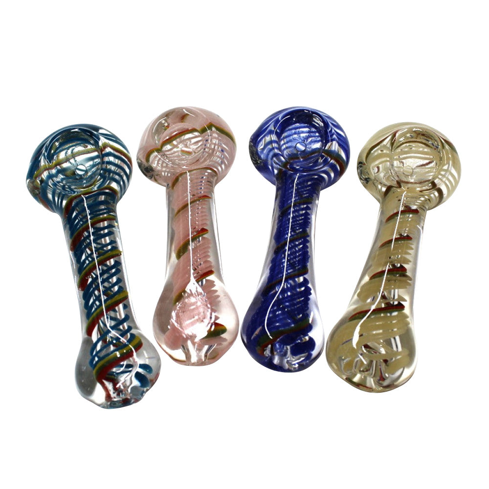 4'' Multi Swirl Color Heavy Duty Glass Hand Pipe