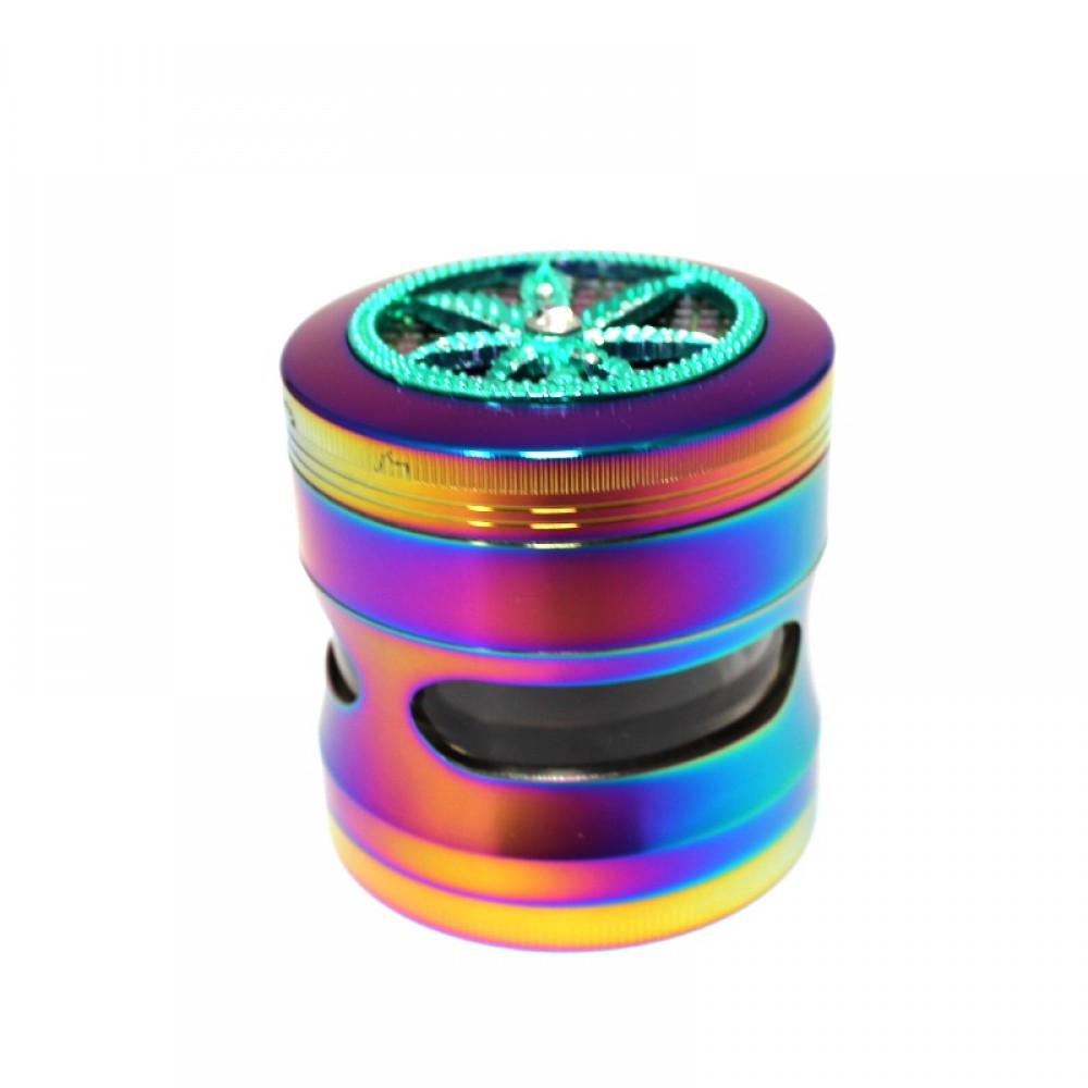 4 Part Rainbow Color With Window Design Heavy Duty Grinder 63 MM Size