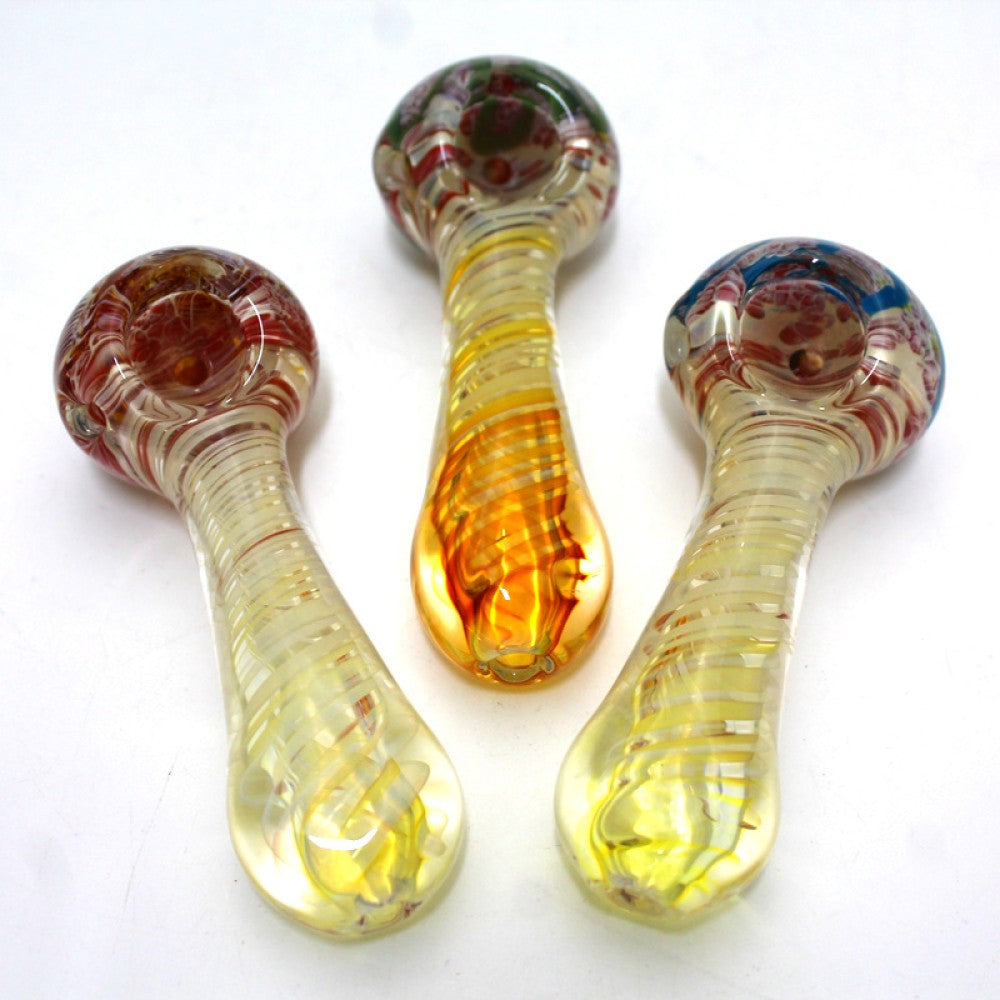 4'' Silver Fumed Flower Head Color Heavy Duty Glass Hand Pipe