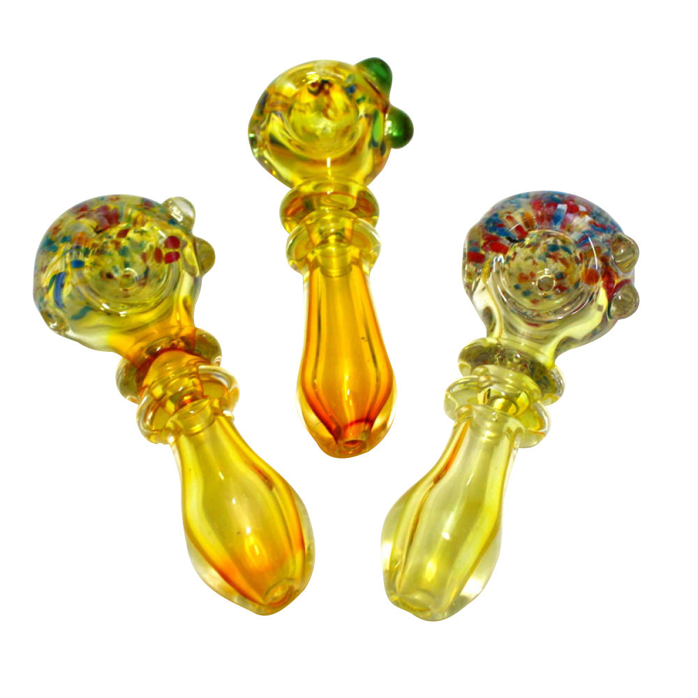 4'' Transparent Confetti Head Heavy Duty Glass Hand Pipe