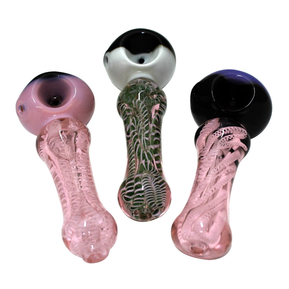 4'' USA Color Pink Art Heavy Duty Glass Hand Pipe