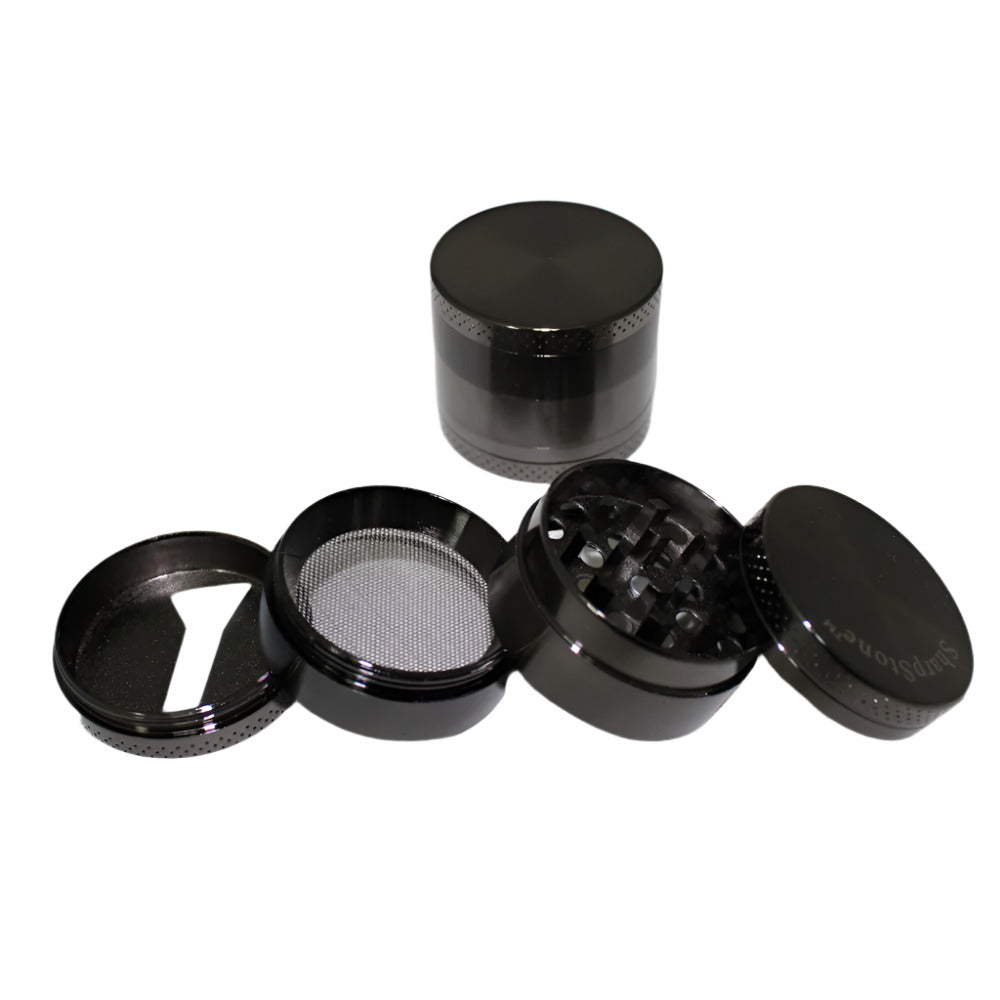 42mm 4-part heavy zinc grinder with durable metal body, sharp diamond teeth, magnetic lid, and smooth grinding performance for herbs and spices.