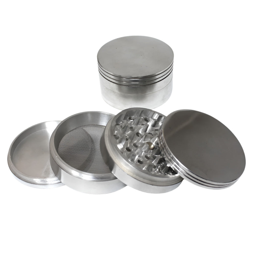 80mm 4-part heavy-duty metal grinder with sharp teeth, durable construction, magnetic lid, and smooth grinding performance for herbs and spices.