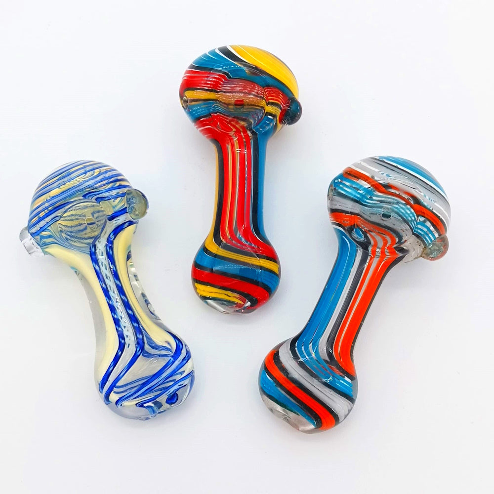 4 Swirl Color Heavy Duty Glass Hand Pipe