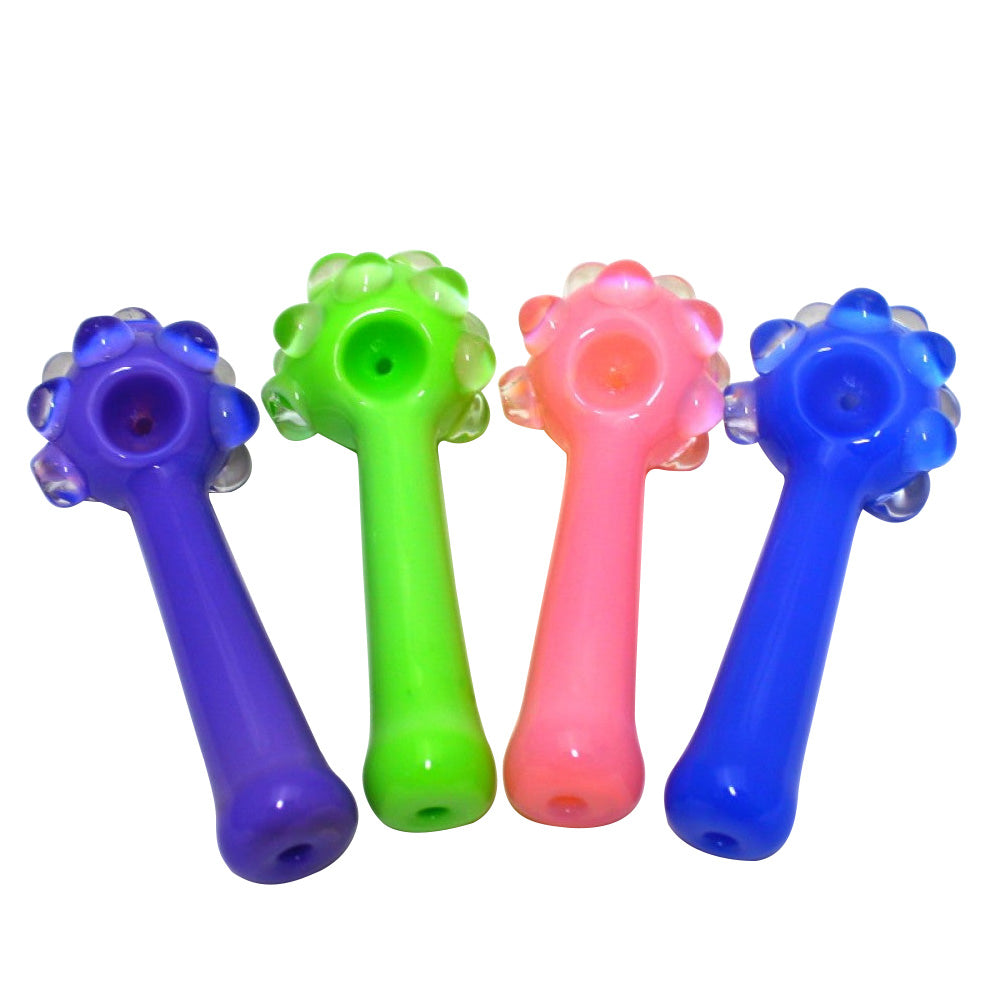 5.5" Head Cubed Solid Color Heavy Duty Glass Hand Pipe