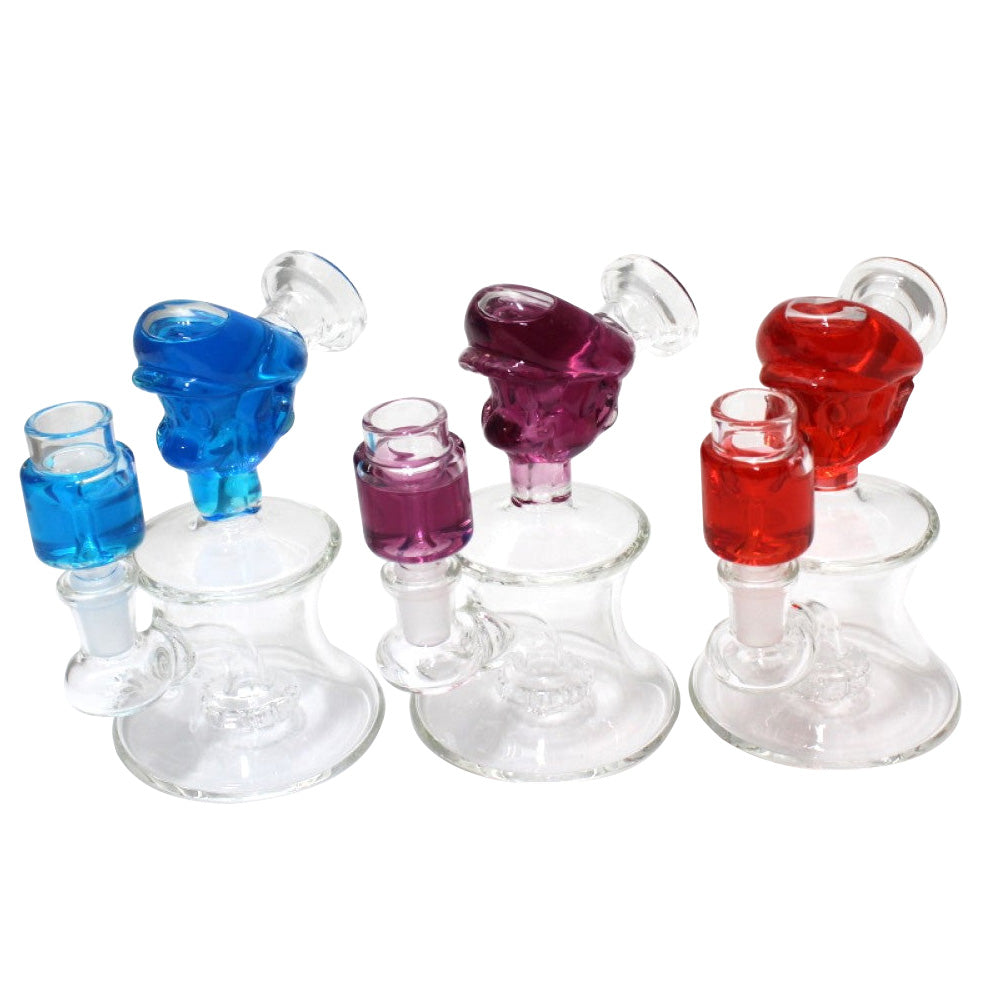 5.5'' Liquid Filled Character Design Dab Rig Water Pipe With Liquid Filled 14 MM Male Glass On Glass Bowl