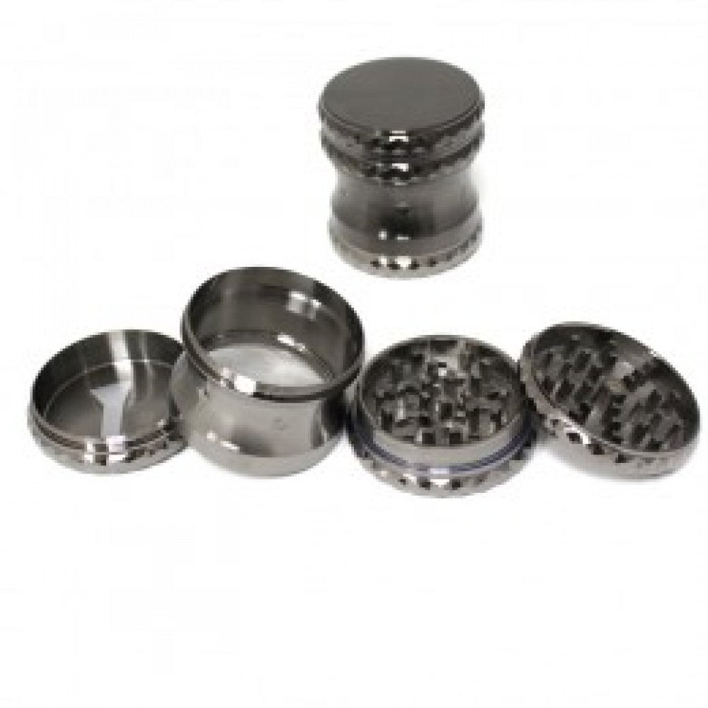 53mm 4-part new design heavy zinc grinder with durable metal body, sharp teeth, magnetic lid, and smooth grinding performance for herbs.
