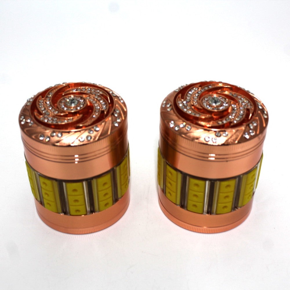 5 Layers Rose Gold Color Spinner Top Design Heavy Duty Metal Grinder 63 MM