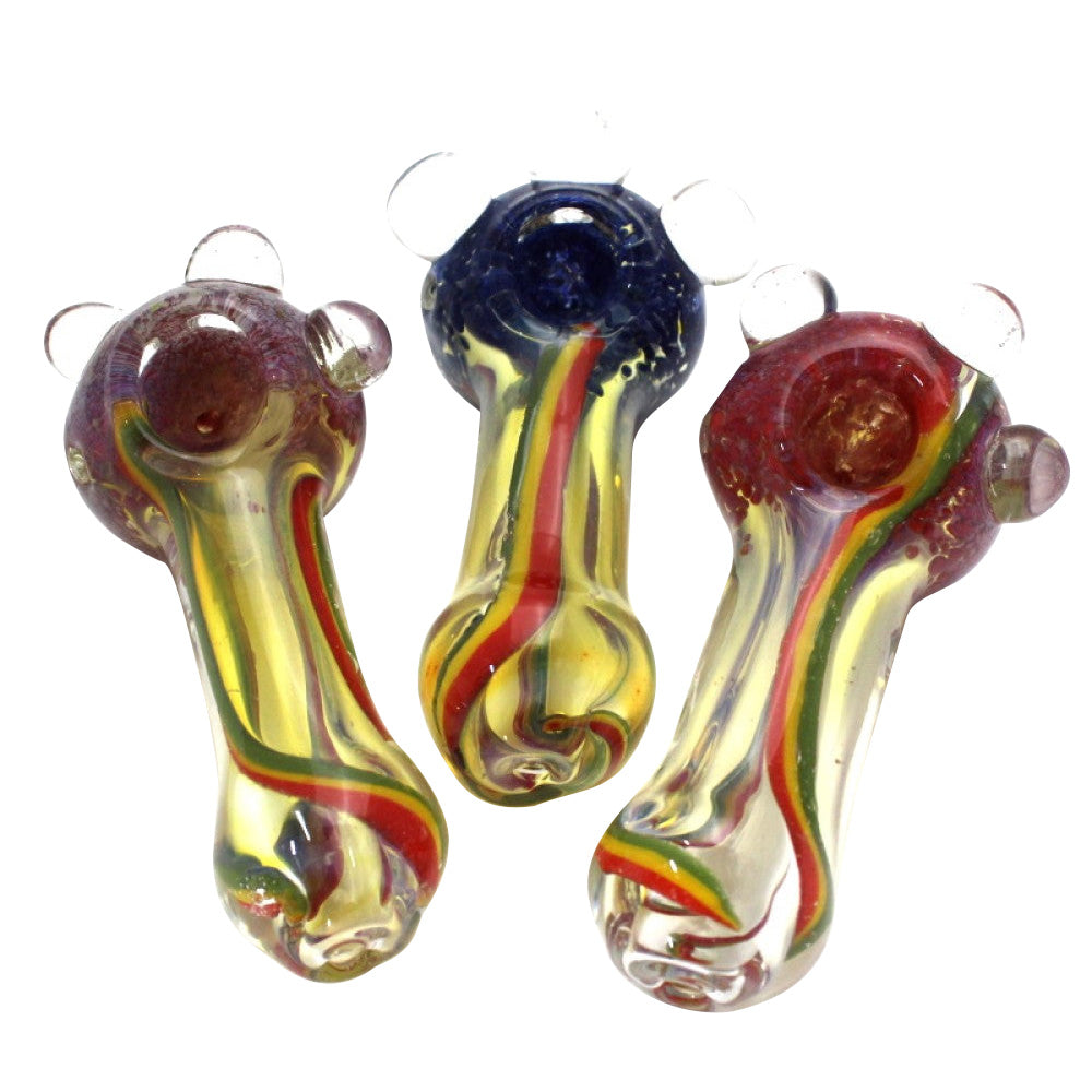 5'' Jumbo Size  Rasta Color Extra Heavy Duty Glass Hand Pipe