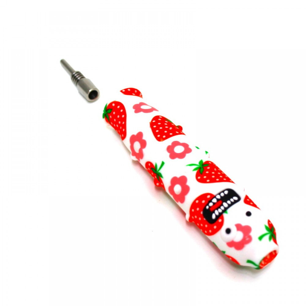 5" Silicon Straw Printed Color Kit with 10mm Titanium Nail