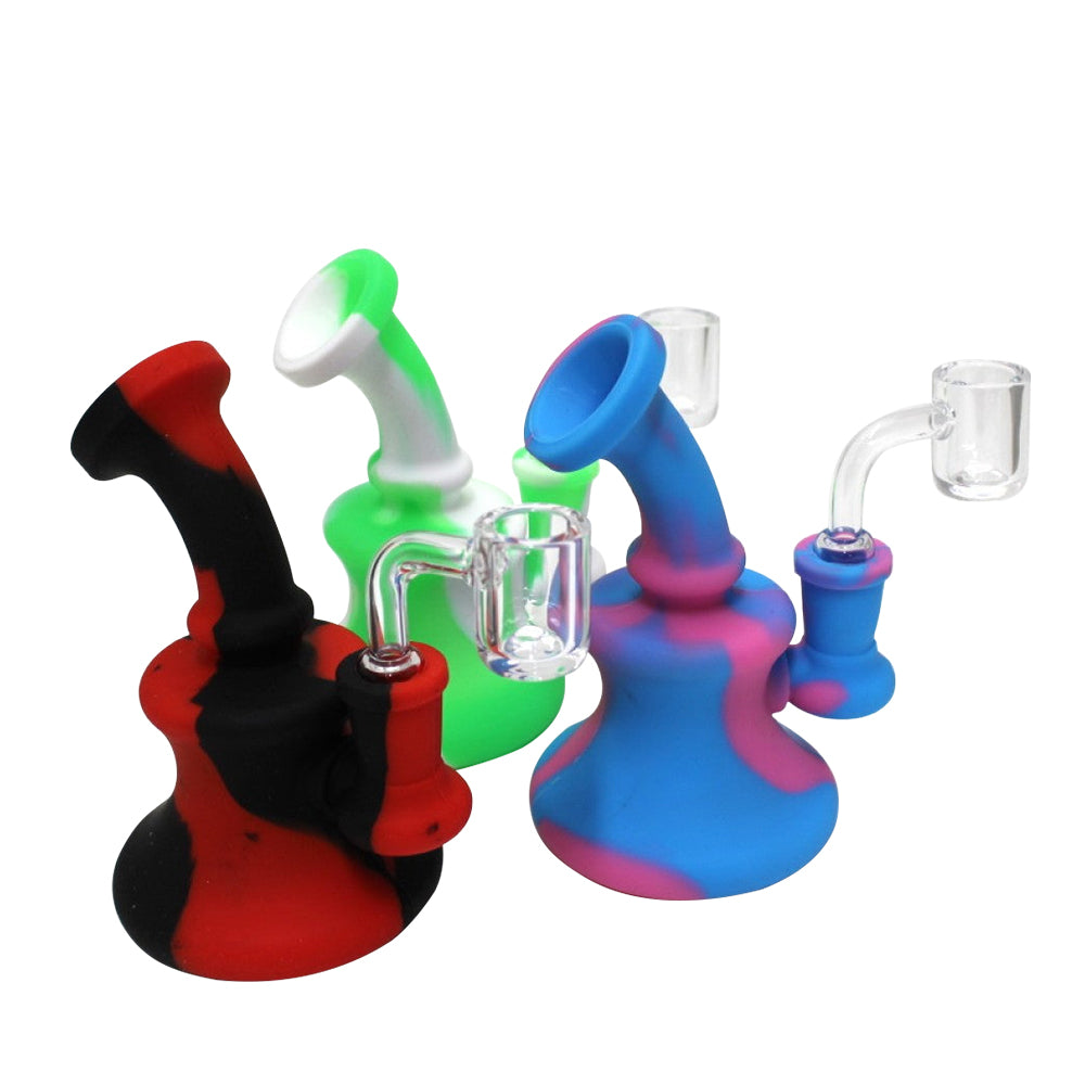 5'' Silicone Double Color Dab Rig Water Pipe With 14 MM Male Banger