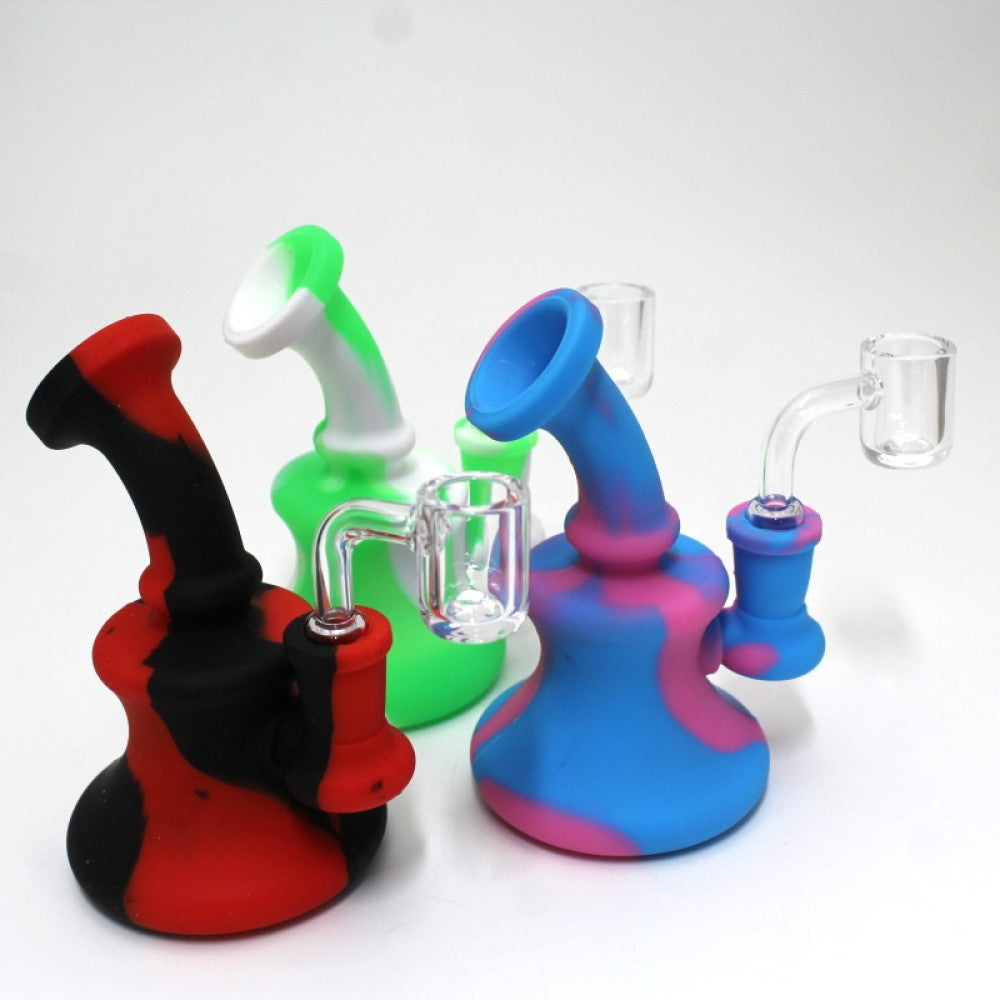 5'' Silicone double Color Dab Rig Water Pipe With 14 MM Male Banger