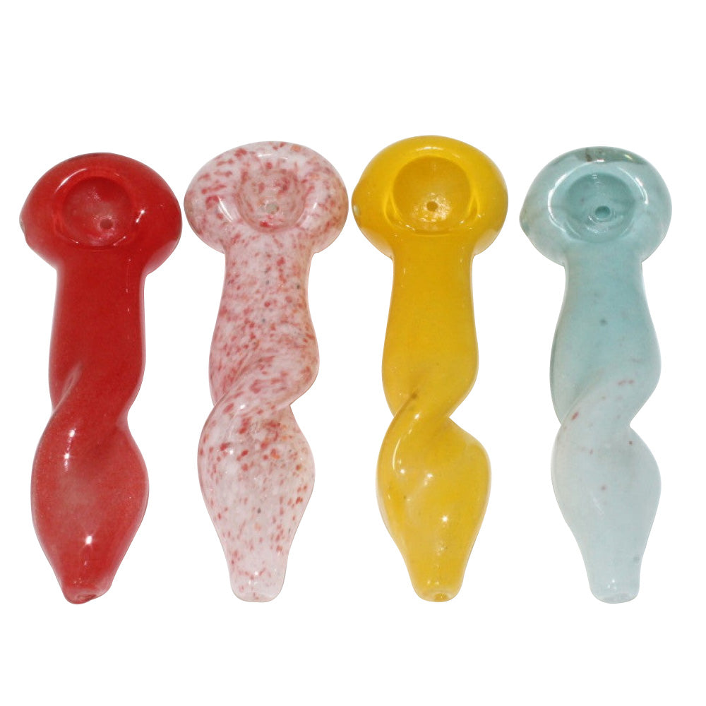 5'' Twist Design Solid Color Heavy Duty Glass Hand Pipe