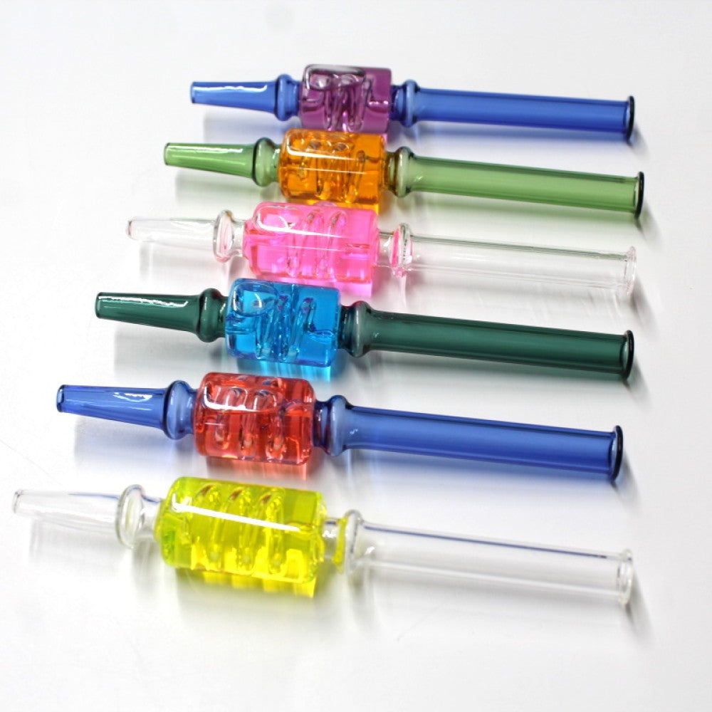 6.5'' Liquid Filled Coil Design Glass Straw Kit