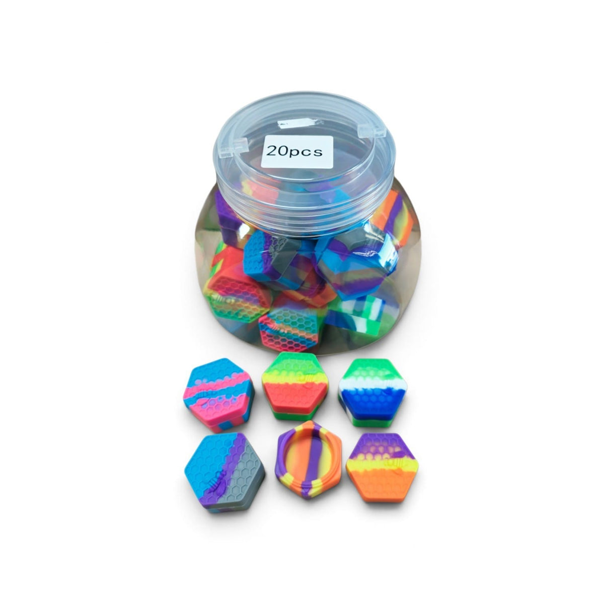 26 ML Silicone Honey Comb Design Assorted Color Containers 20 Pcs Jar