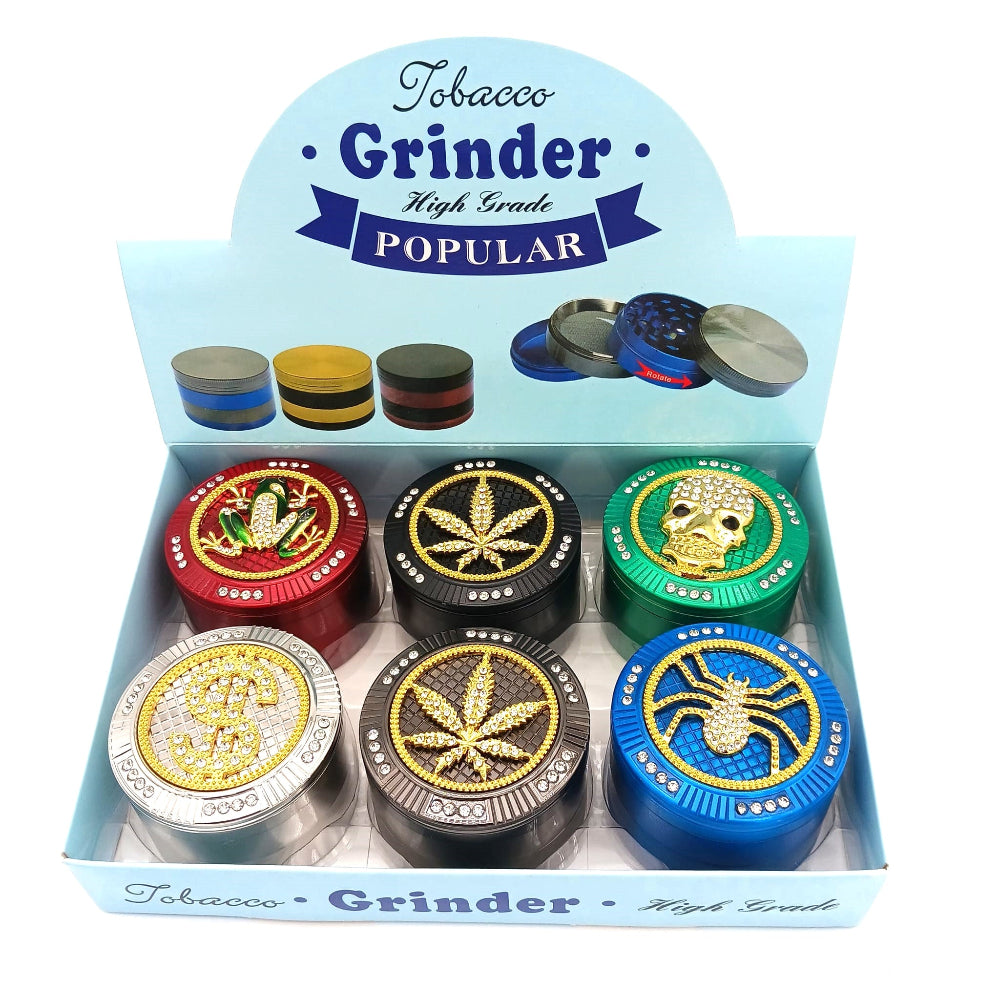 63mm 4 part top design metal grinder with sharp teeth, durable build, and multi-chamber system for smooth grinding, fine consistency, and easy herb collection.