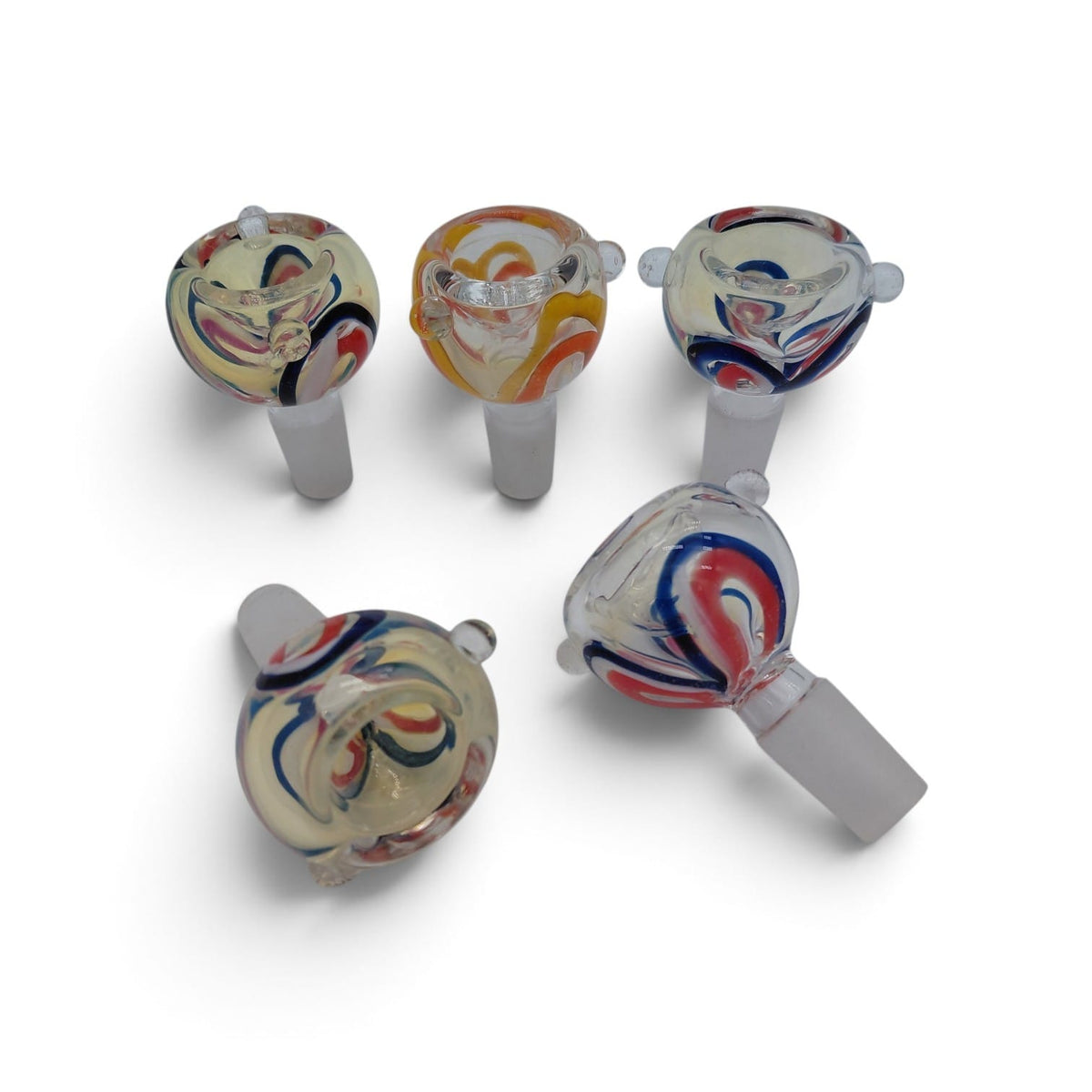 Glass Bowl Assorted Color 14 MM Male Glass On Glass