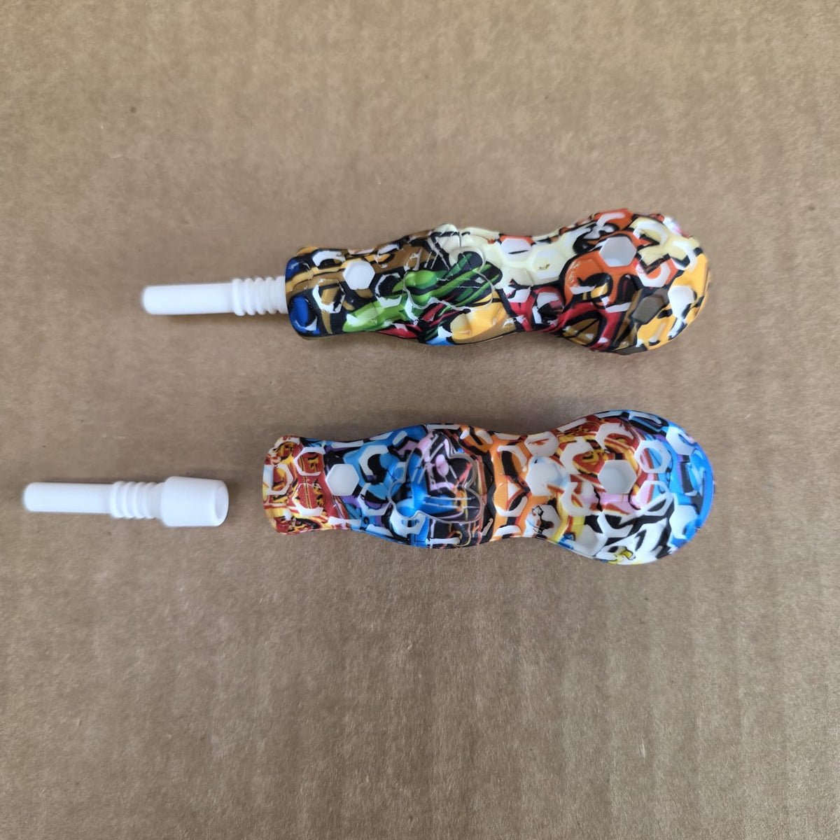 3'' Silicone Print Color Honeycomb Design Dab Straw Kit With 10MM Ceramic Nail
