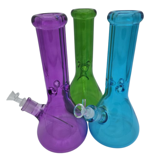 12'' Colorful Beaker Base Heavy Duty Water Pipe With 14 MM Male Bowl Glass On Glass