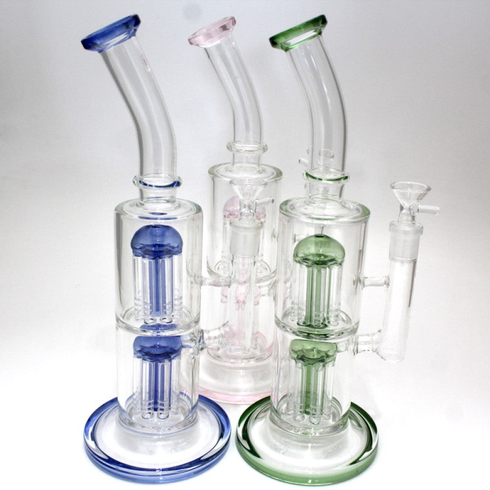 12'' Double Tree percolator water Pipe G-G