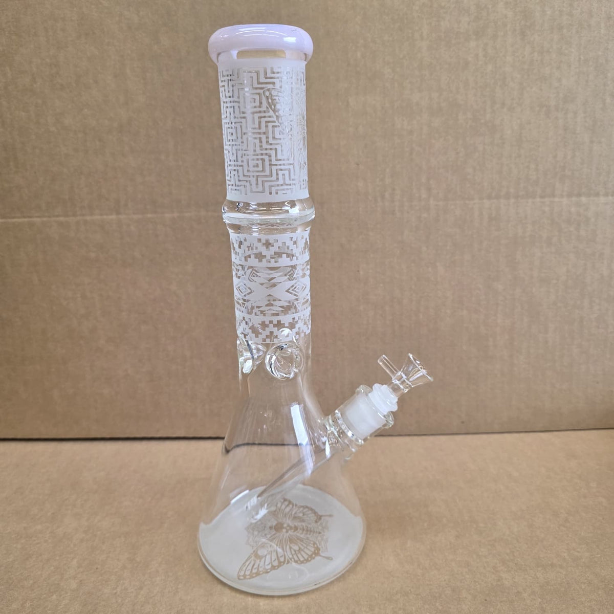 14'' Beaker Tube Color Butterfly Art Design Water Pipe G-G