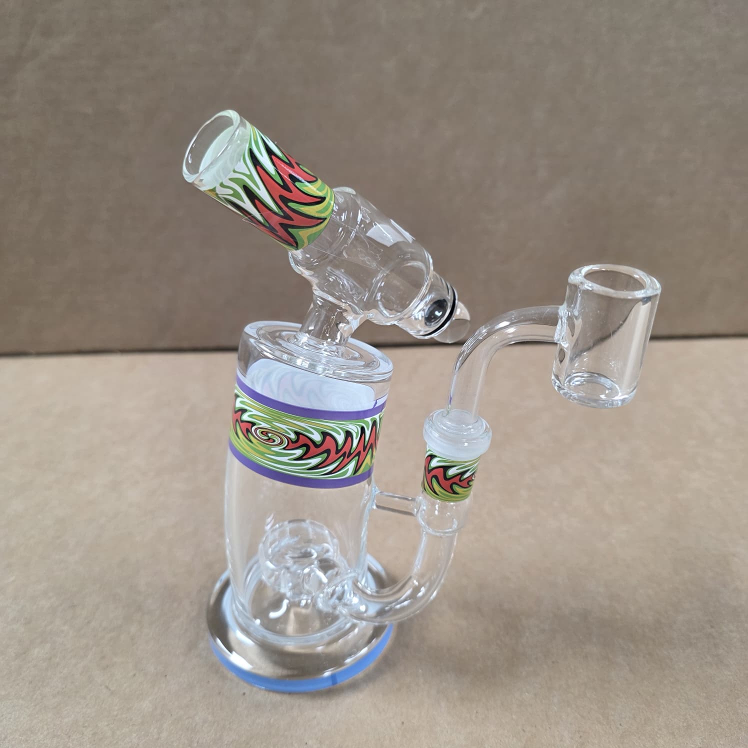 7'' Zig Zag Color Dab Rig Water Pipe With 14 MM Male Banger