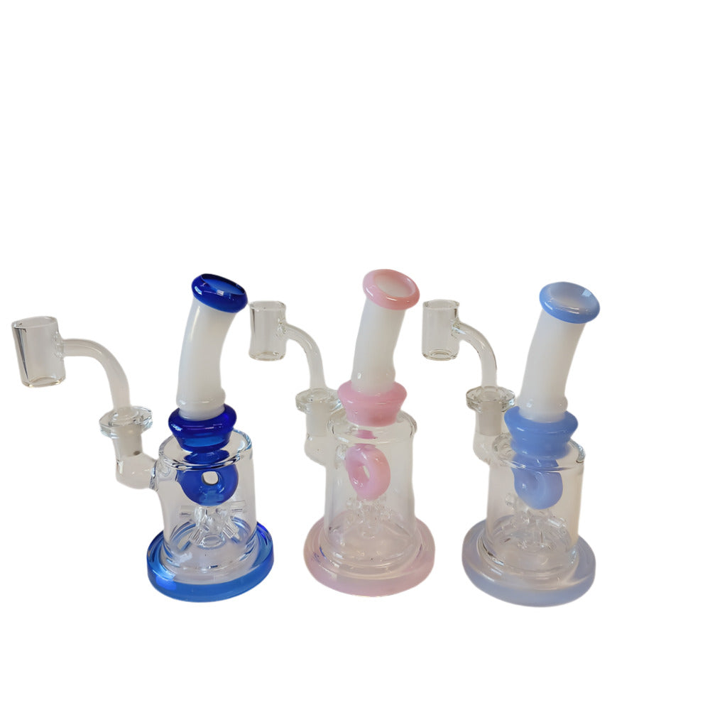 6" Colored Tube Percolator Tube Color Dab Rig Water Pipe With 14 MM Male Banger
