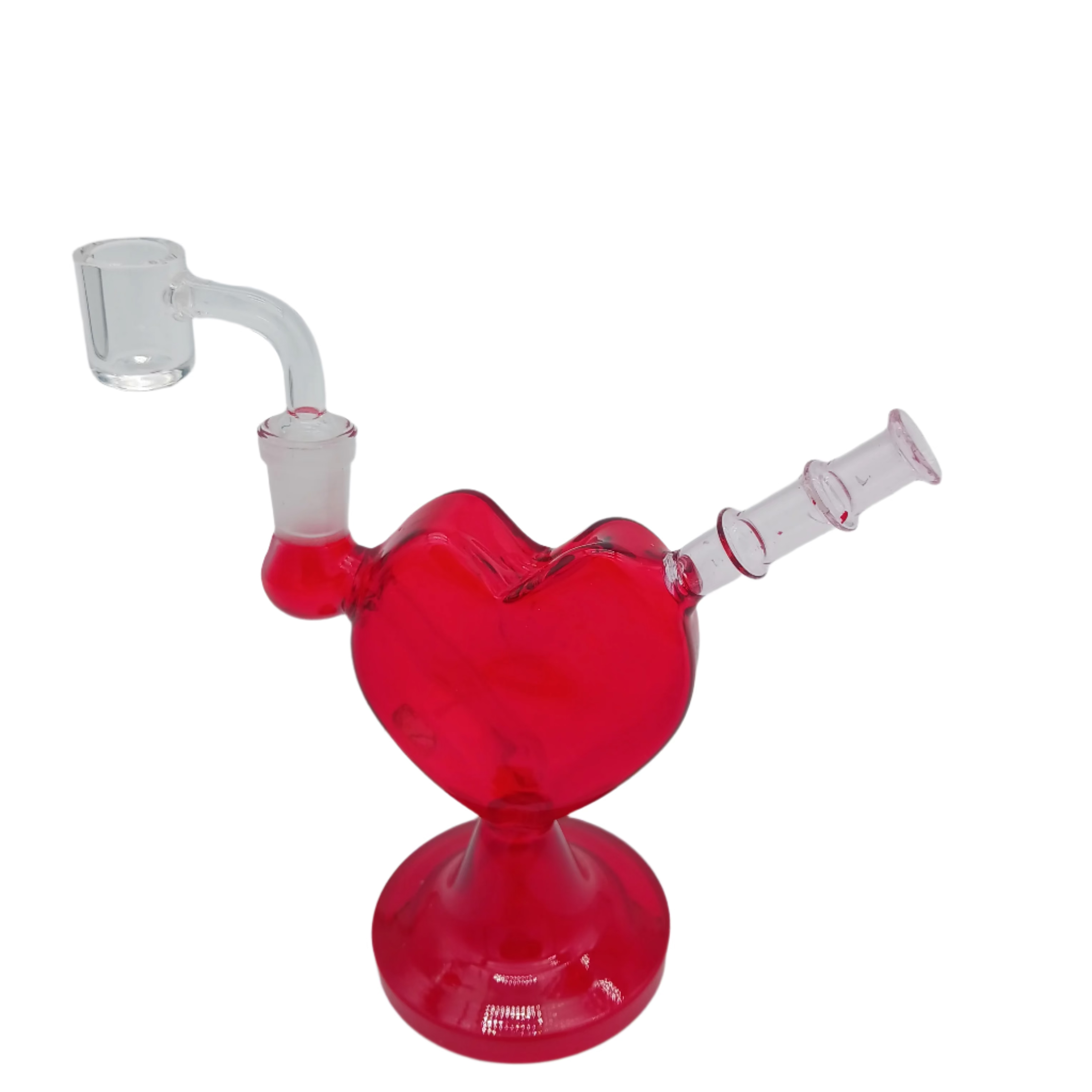 6''Heart Design Standing  Dab Rig Water Pipe With 14 MM Male Banger