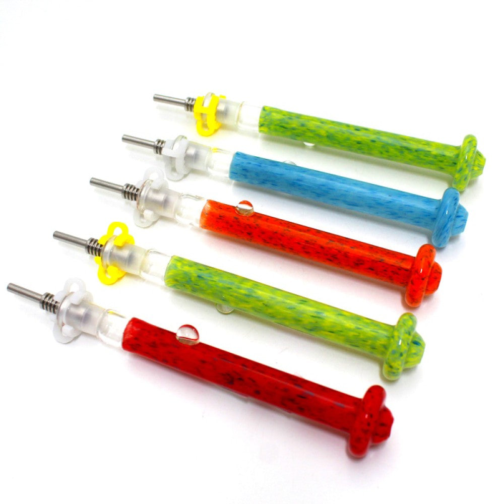 6'' Glass Slim Design Honey Straw Kit With 10 MM Titanium Nail & Plastic Joint Clip