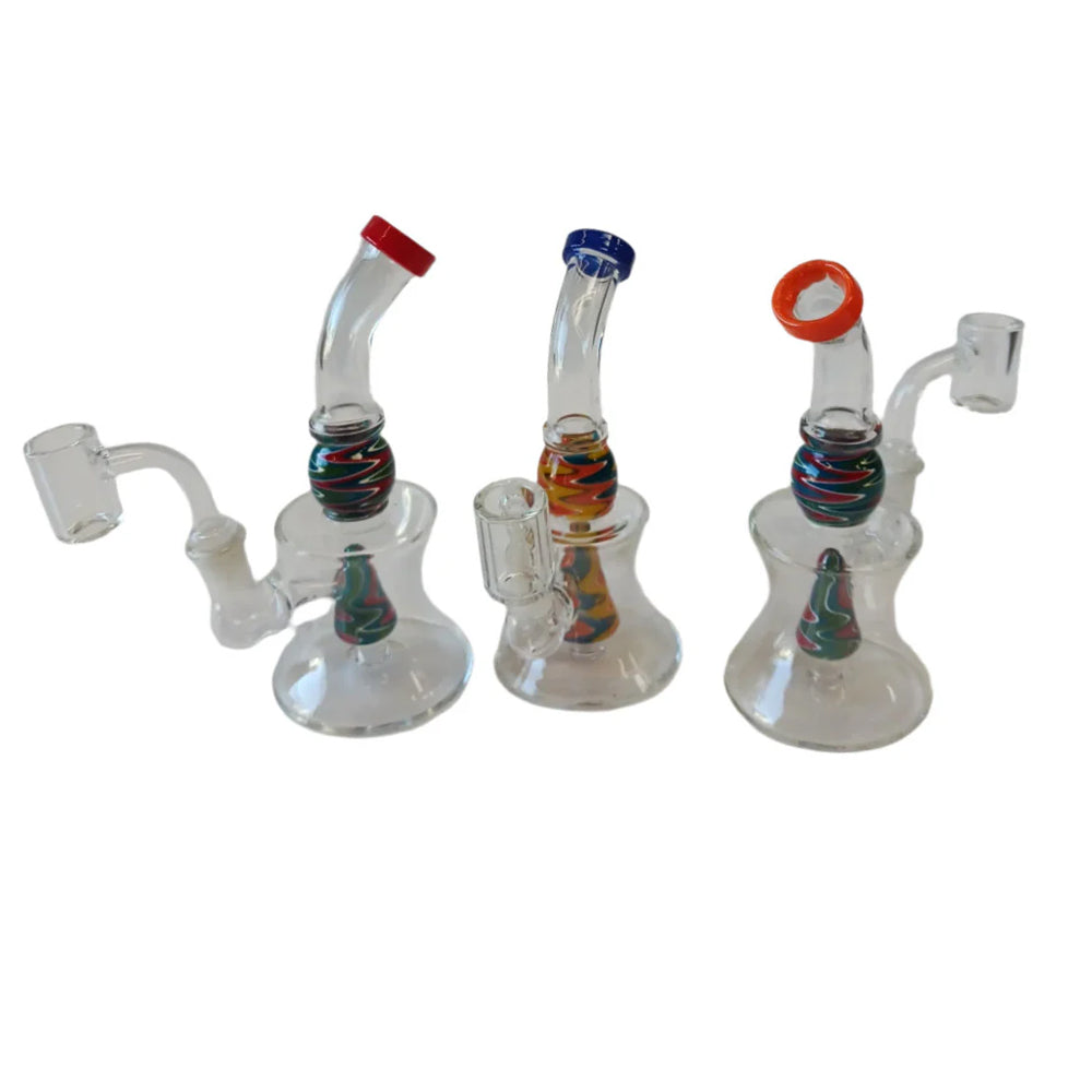 6" Inner Cone Zig Zag Color Dab Rig Water Pipe with 14mm Male Banger