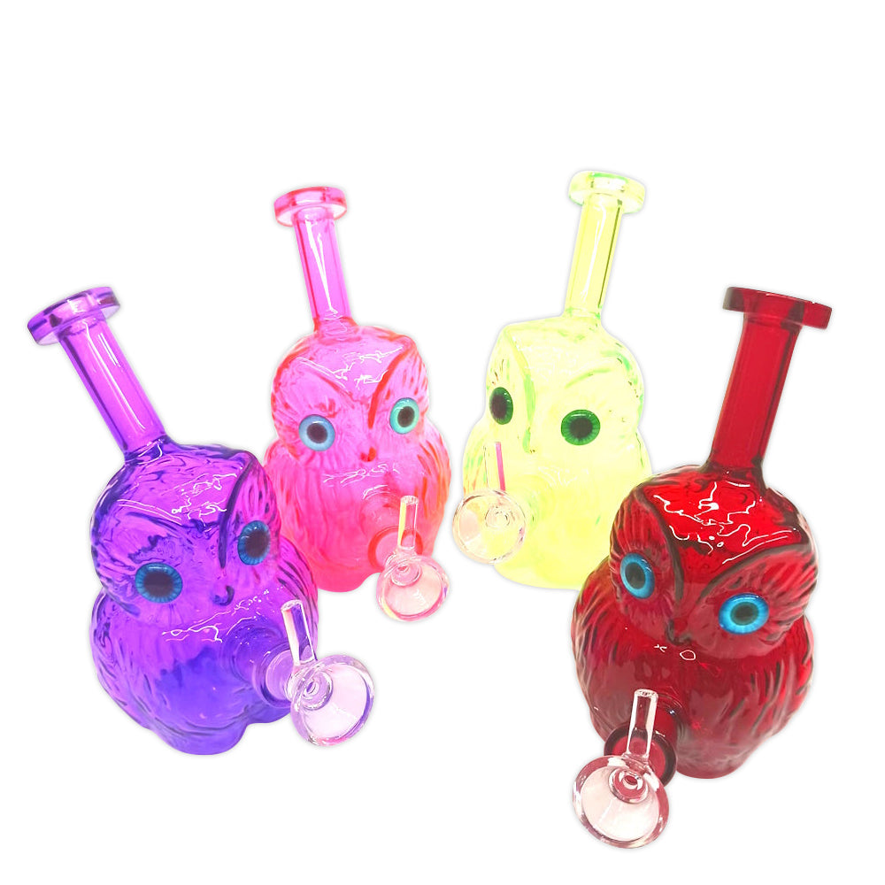 6" Owl Design Colorful Water Pipe