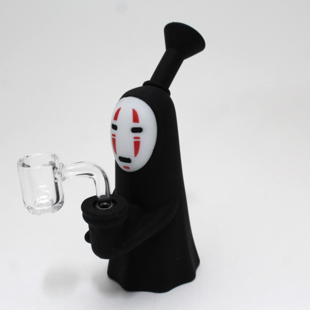 6" Silicon Black and White Dab Rig Water Pipe with 14 MM Male Banger