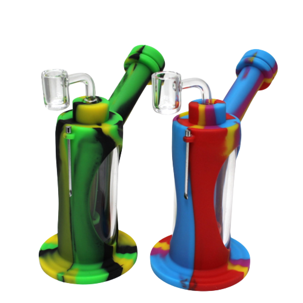 6" Silicone & Glass Multi-Color Dab Rig w/ 14MM Banger