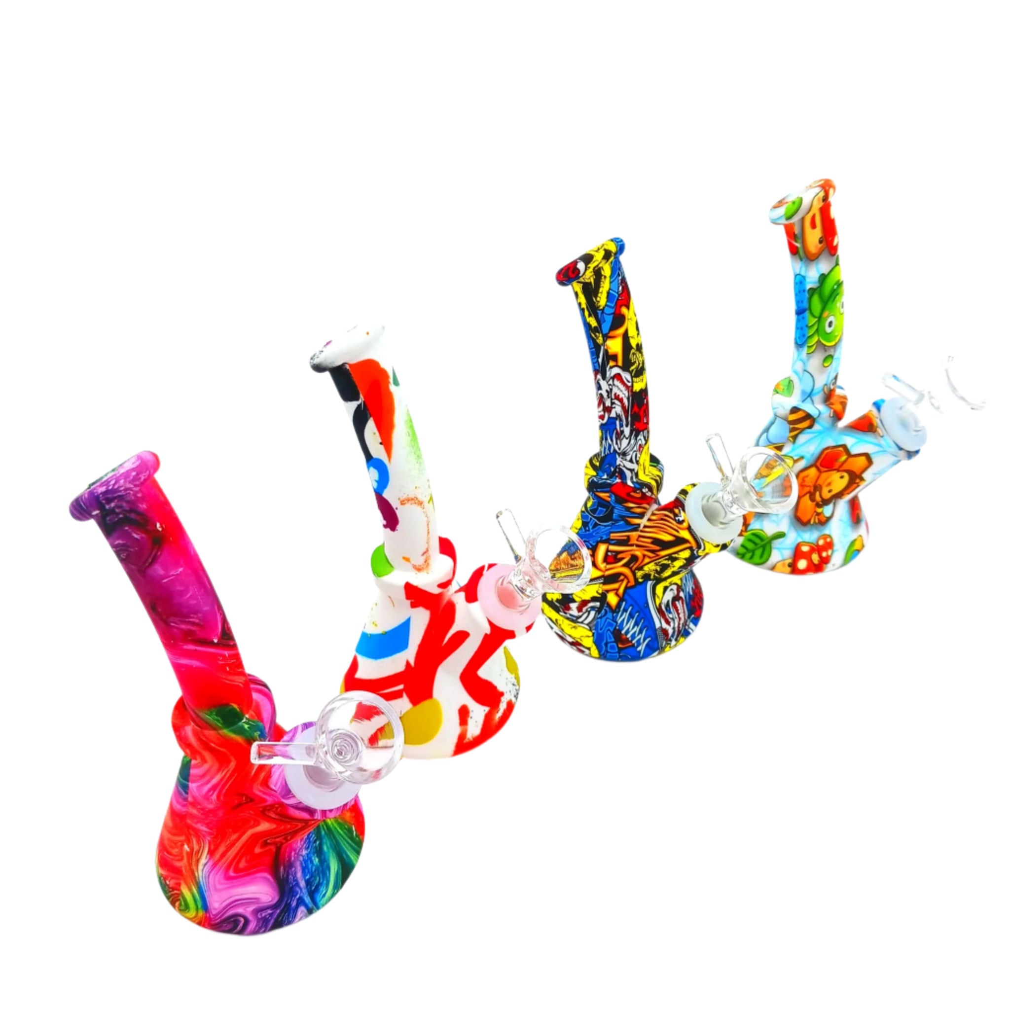 6-inch multi-color silicone water pipe with glass-on-glass (G-G) connection