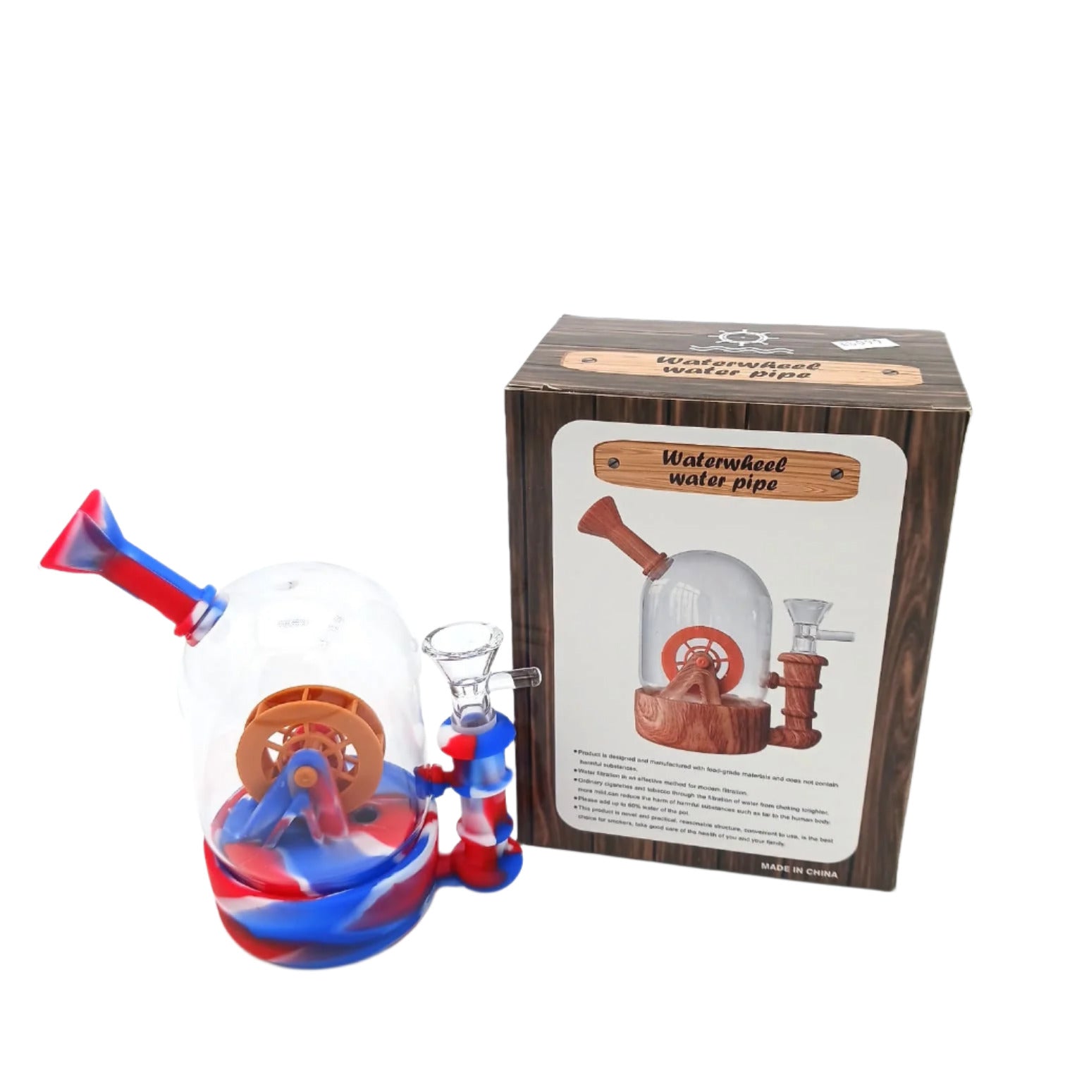 6'' Silicone W/ Glass  Water Wheel Water Pipe