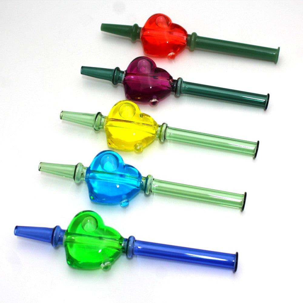 7'' Glass Straw Inner Liquid Filled Heart Shape Nectar Kit